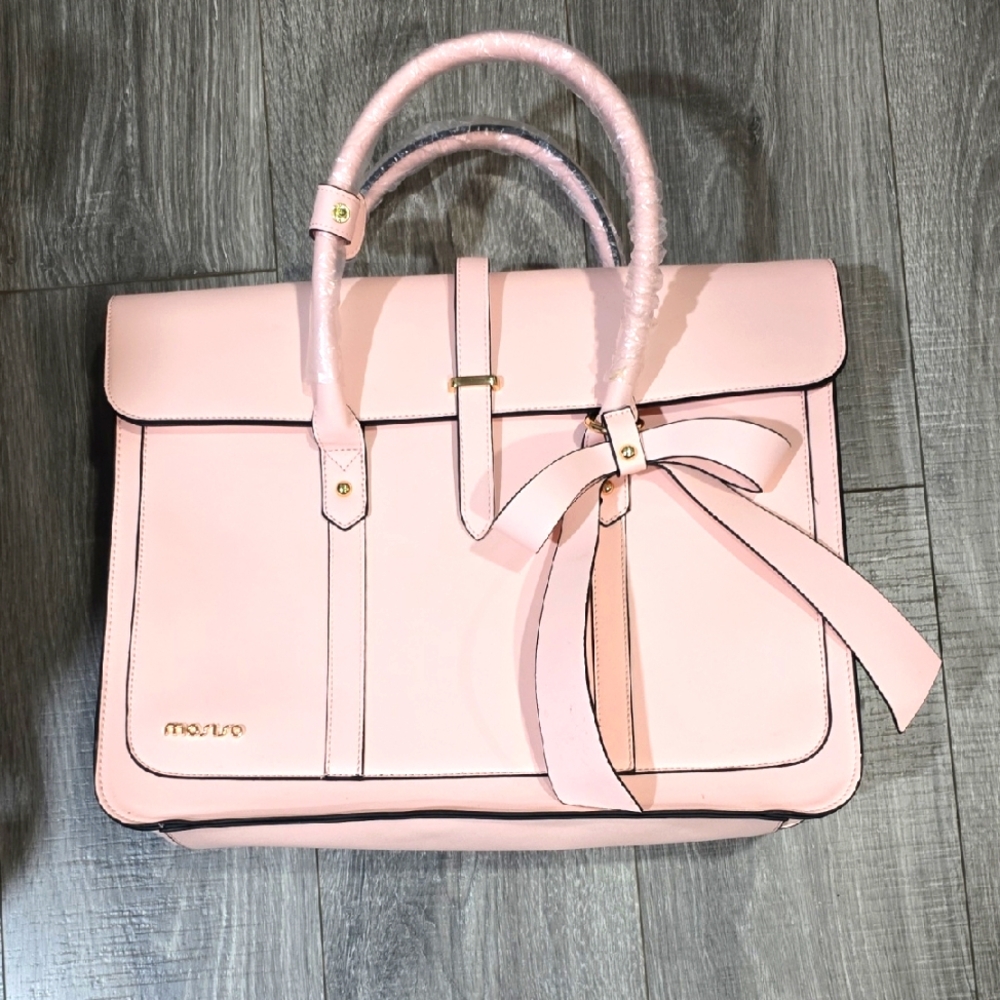 Mosiso Elegant Pink Satchel with Bow Detail. Lsptop Bag. New Without Tag Cond.